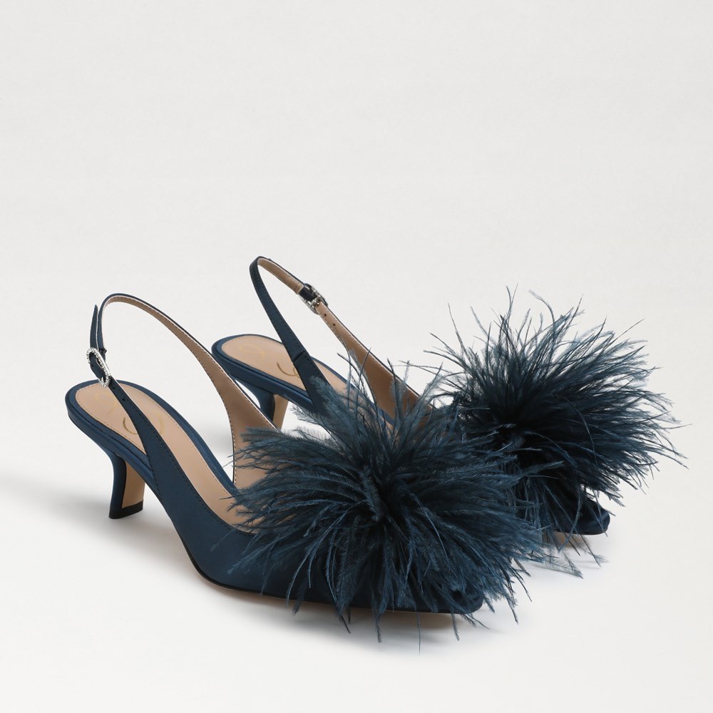 NEW Sam Edelman Bianka Feather Slingback Pump - Navy 6.5
